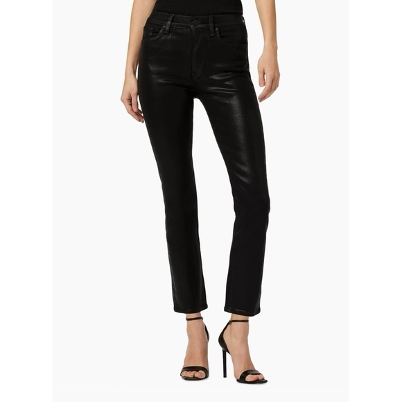 NWT Hudson Jeans Barbara Coated Straight-Leg Jeans Black Coated - Picture 1 of 12